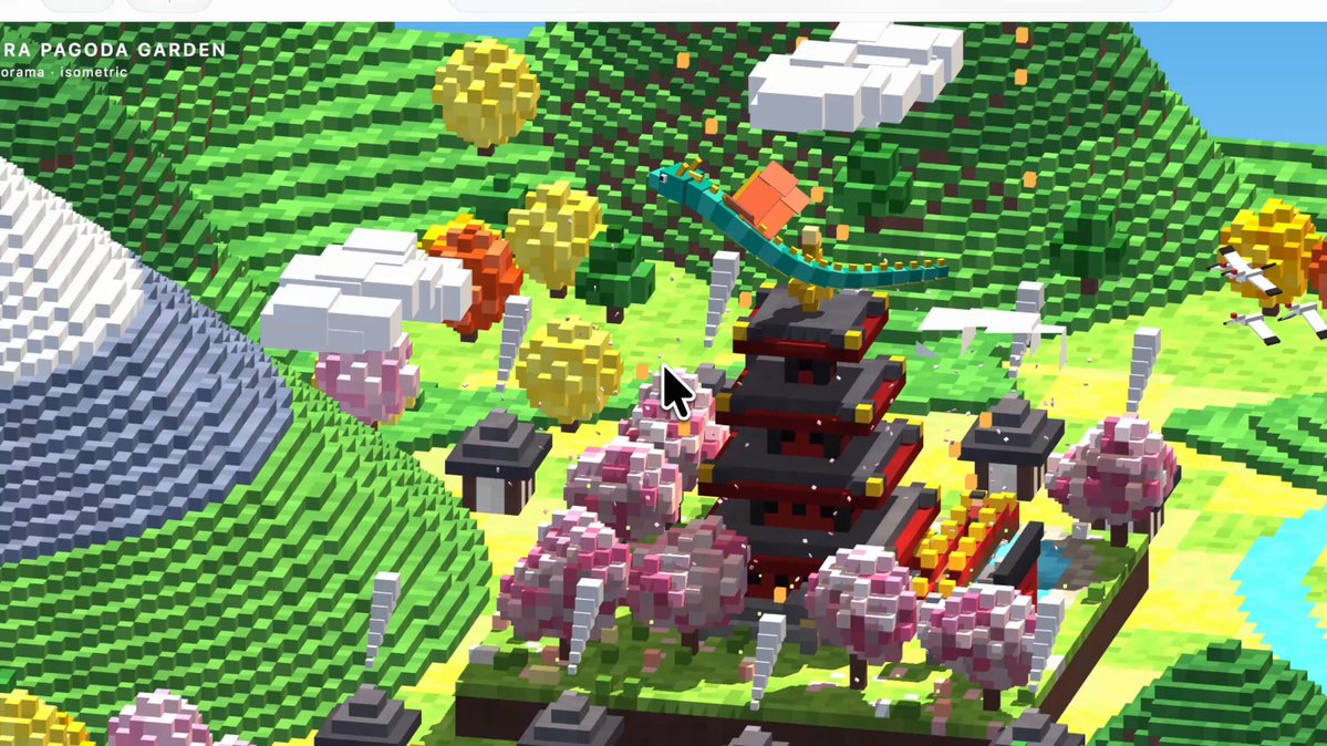 MiniMax M3.1 Flash runs 2h27m on one prompt to build a voxel Japanese garden