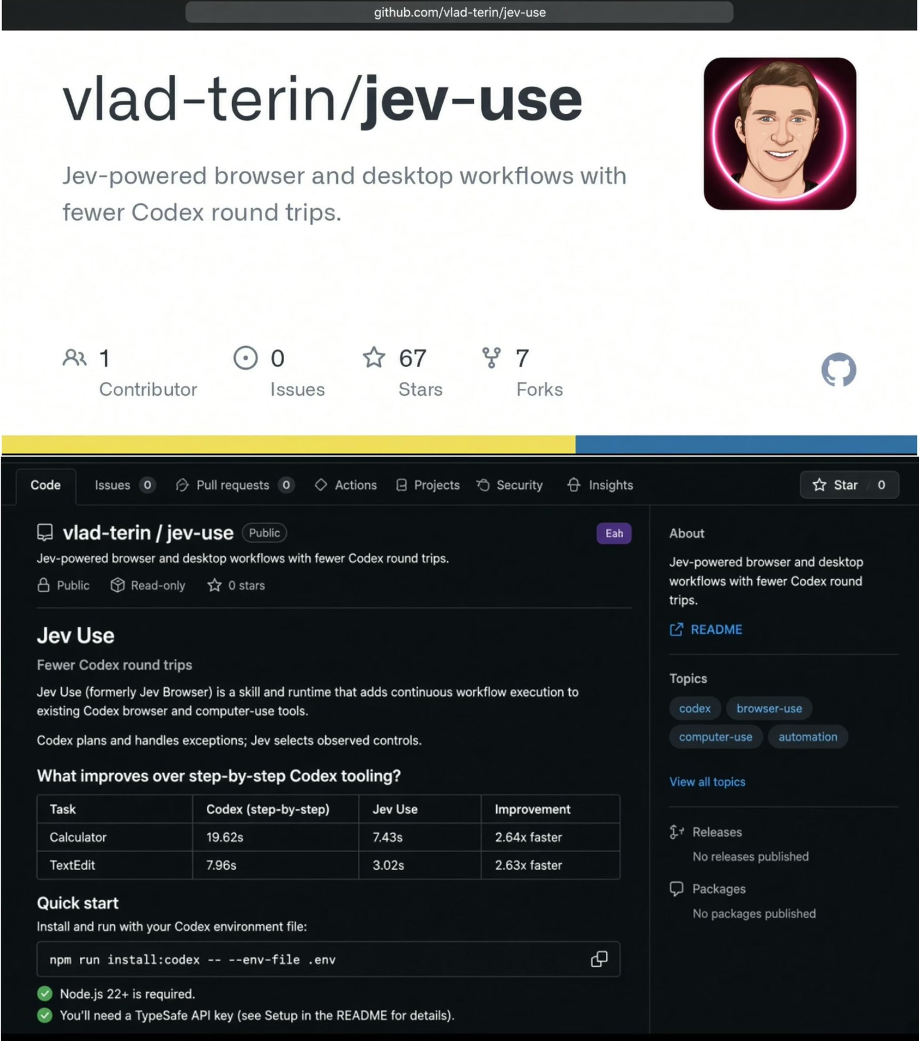 Jev 接管浏览器点击，Codex 只负责思考