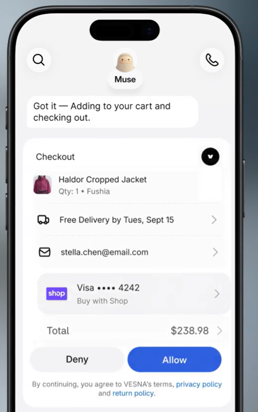 Meta Muse 接入 Shopify,AI agent 可推荐并完成结账(第 2 张,共 4 张)