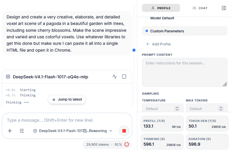 oMLX 上 DeepSeek V4.1 Flash 在 M3 Mac Studio 跑到 50 tok/s
