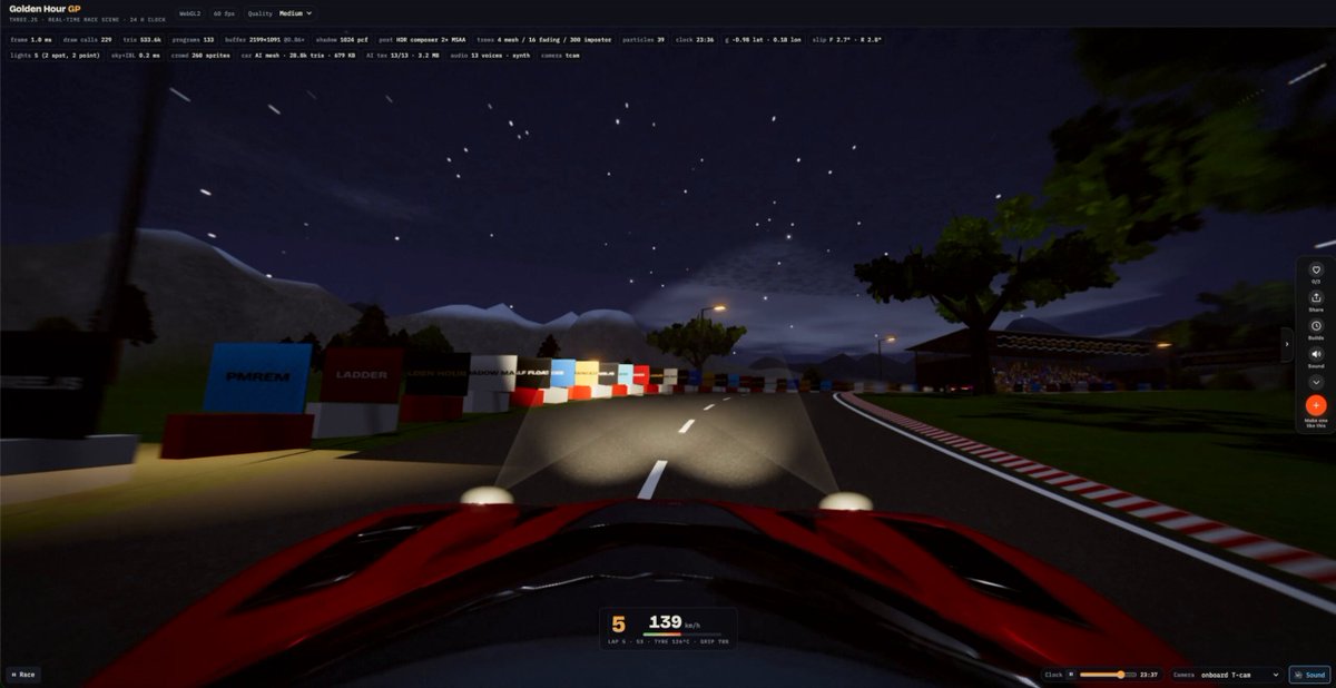 GPT-6 Astra builds a web game with Three.js and WebGL2