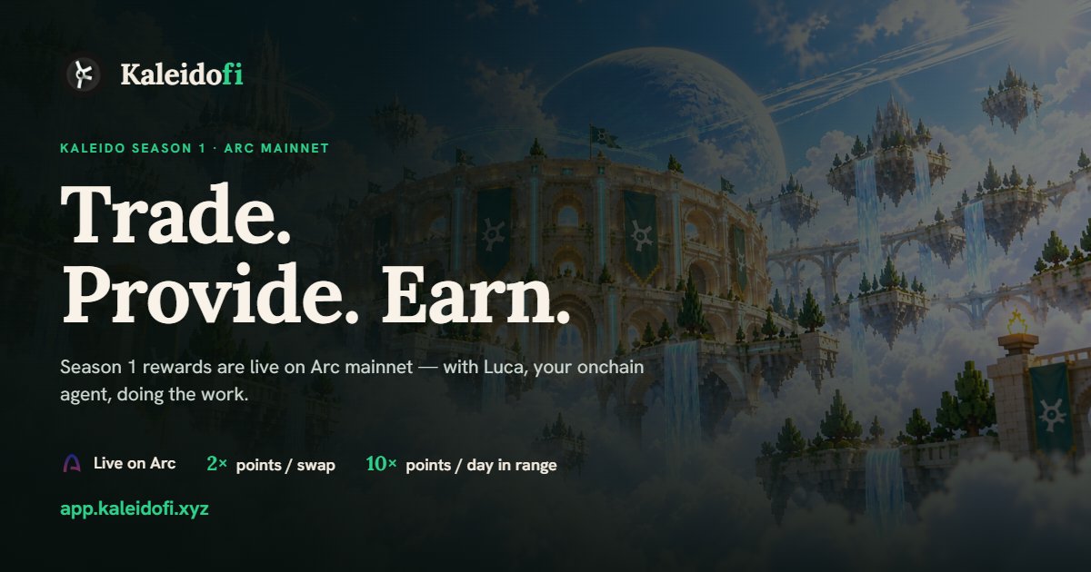Kaleido launches on Arc mainnet with Luca agent and Season 1 points