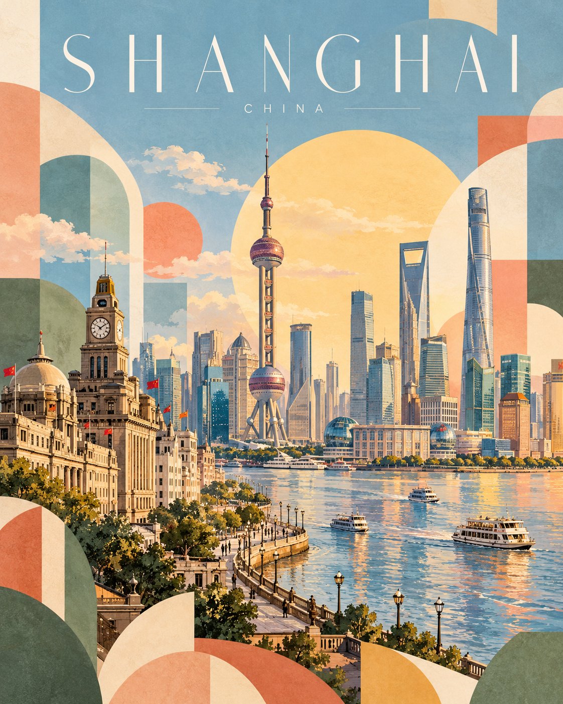 Geometric travel poster prompt template for GPT Image 2.5 (image 1 of 4)