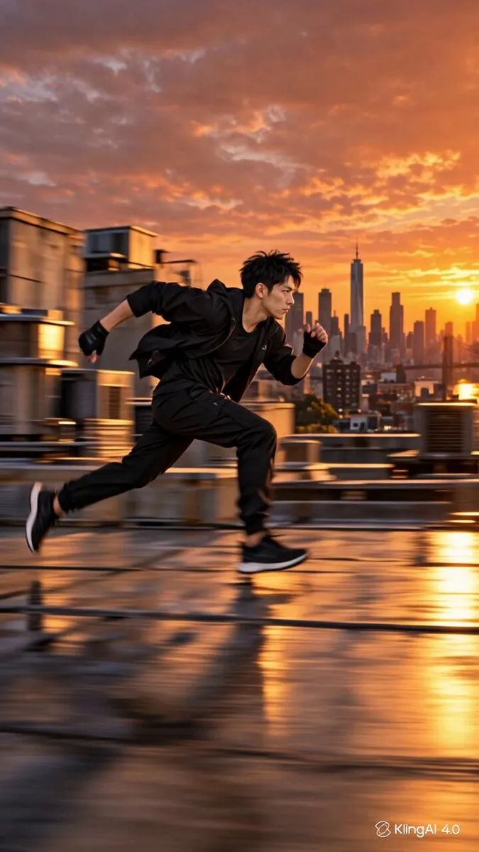 Kling 4.0 test: 10-second parkour shot with complex camera moves