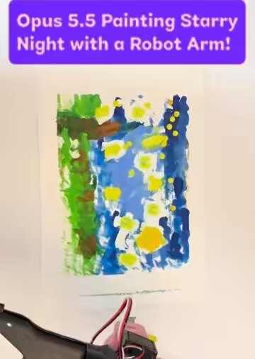 Opus 5.5 paints Starry Night with a robot arm on the first try