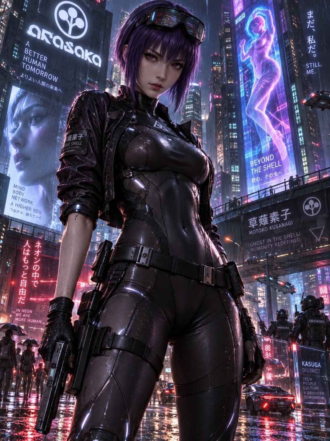 GPT Image 2.5 redraws an old PixAI Motoko Kusanagi piece (image 2 of 2)