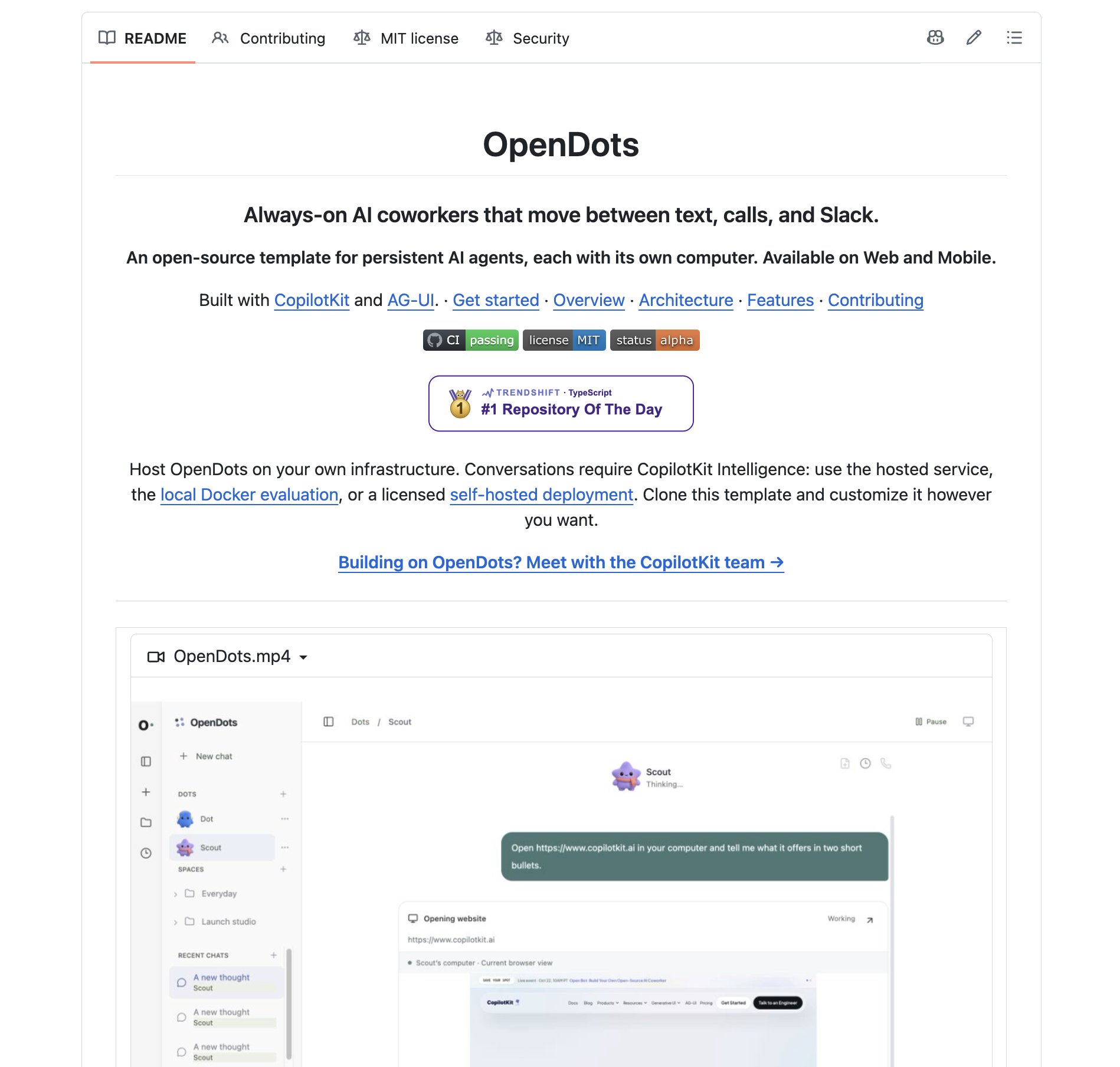 CopilotKit 开源 OpenAI Dots 自托管模板 OpenDots