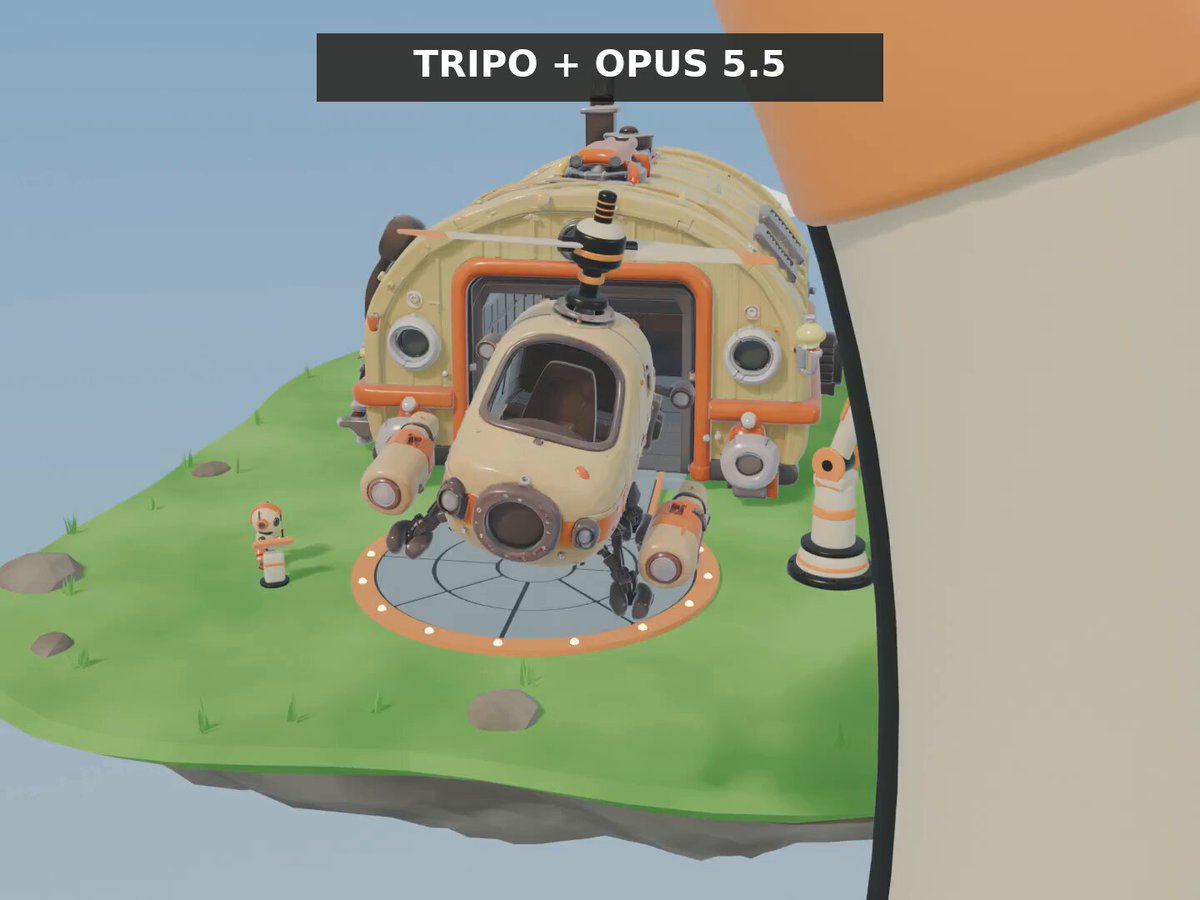 Tripo + Opus 5.5 + Blender 做 25 秒 3D 动画