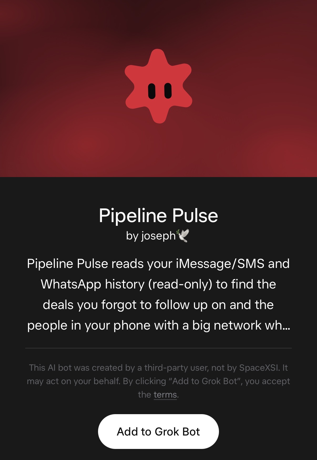 Custom Grok Bot Pipeline Pulse scans chats to rank sales follow-ups