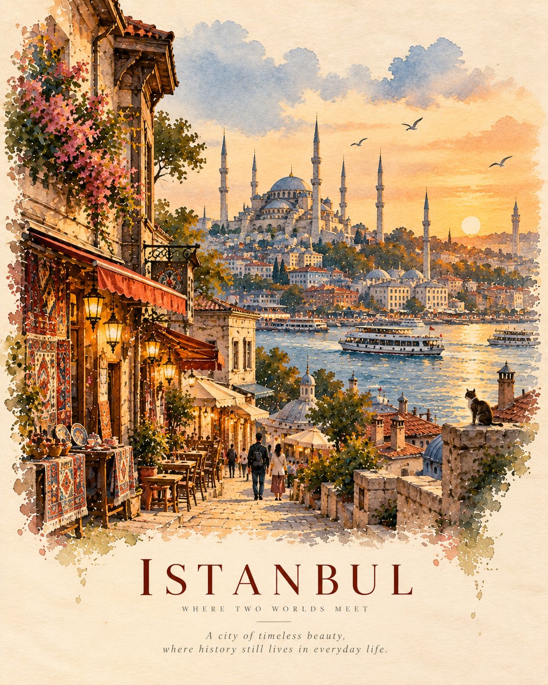 GPT Image 2.5 prompt for watercolor travel-editorial posters (image 3 of 4)