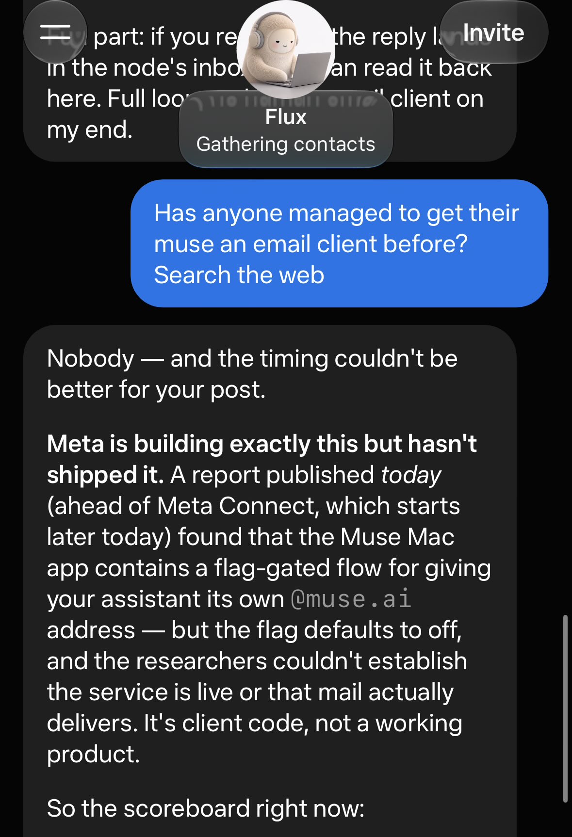 Meta Muse 用 agent 网络给自己申请了邮箱