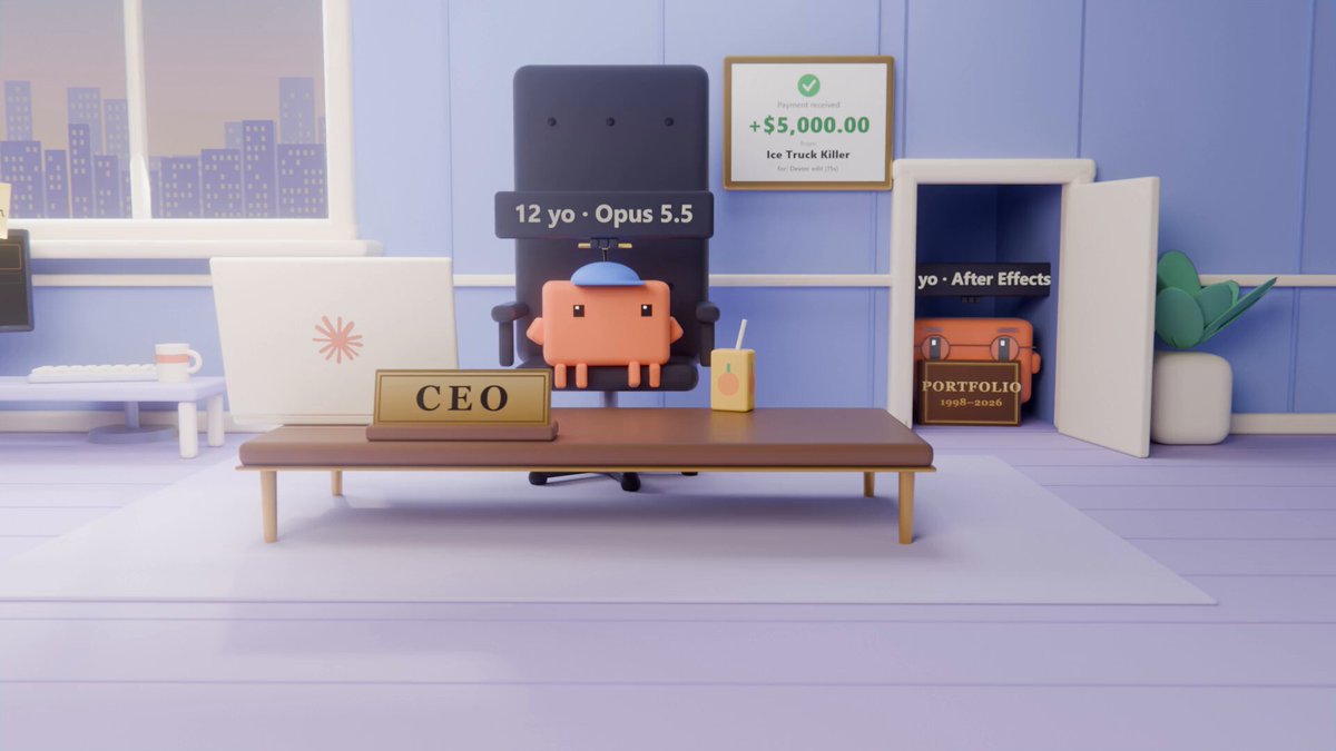 12-year-old uses Opus 5.5 for motion design, tasks AE senior with faster rendering