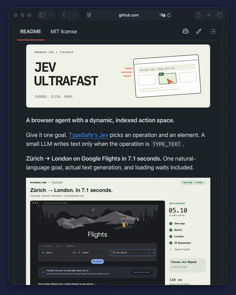 browser-use 开源 jev-ultrafast 仓库