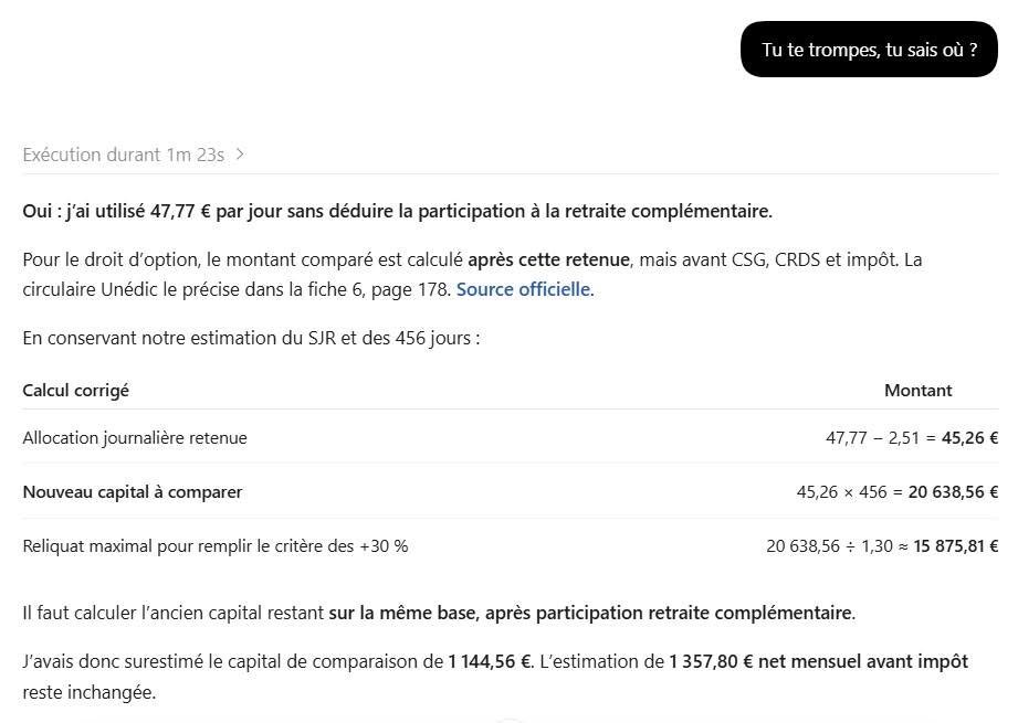 用 GPT-6 Astra 计算法国失业金并测试其纠错