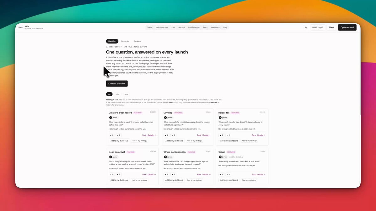 Jev V1 launches on Solana trading site jevonsol.com