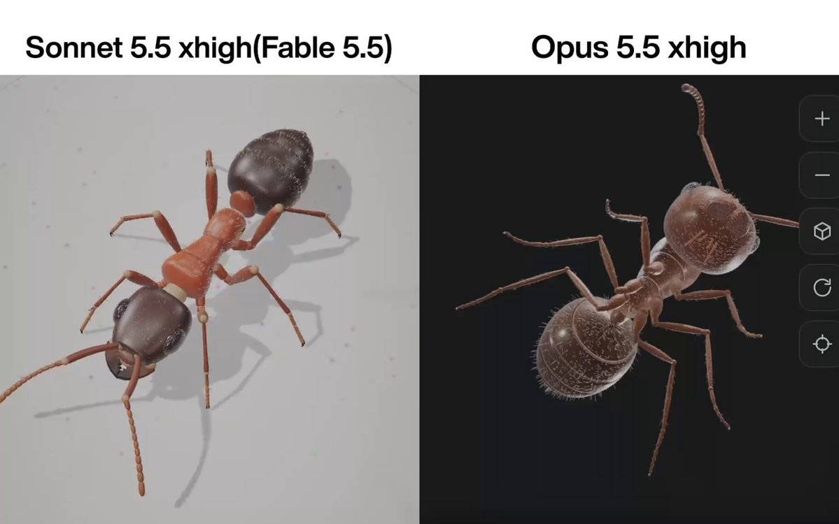 Sonnet 5.5 vs Opus 5.5: 3D ant generation comparison