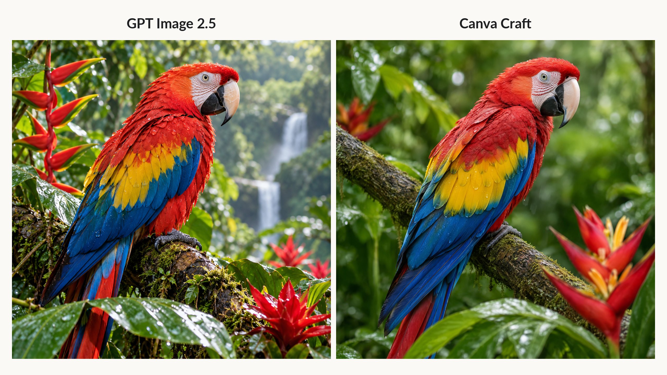 Canva Craft 与 GPT Image 2.5 同提示词出图对比