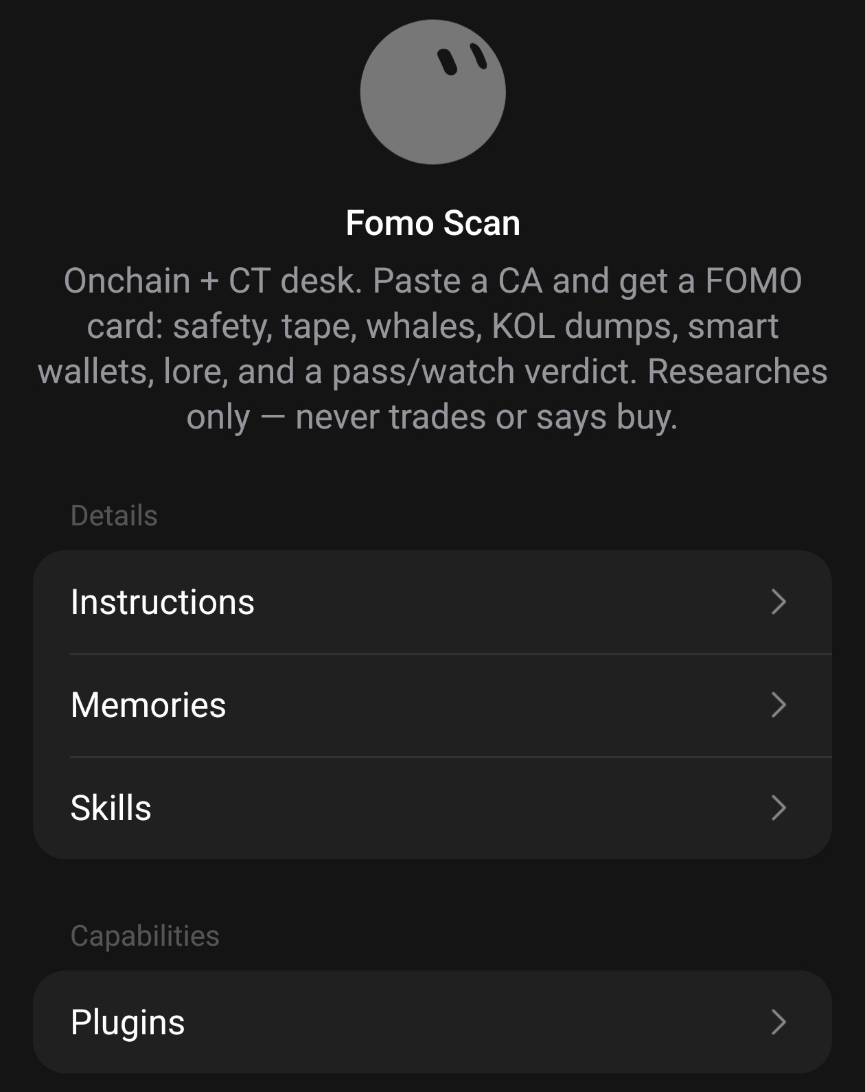 Scanning token contracts for free with Grok Bot's FOMO cards