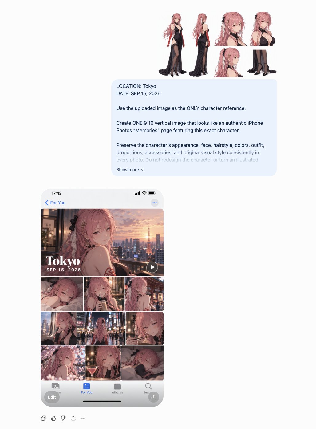 GPT Image 2.5 turns any character into an iPhone-style memories album