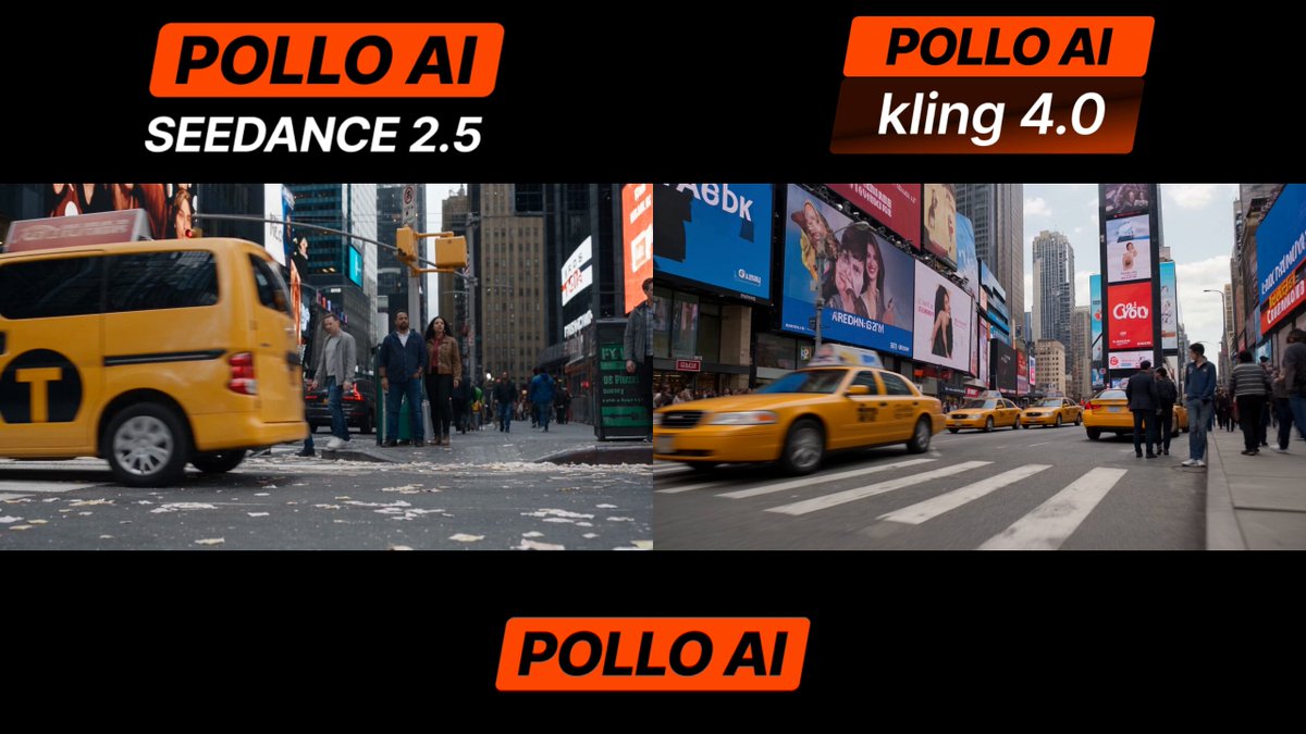 Pollo AI 上 Kling 4.0 与 Seedance 2.5 同提示词对比