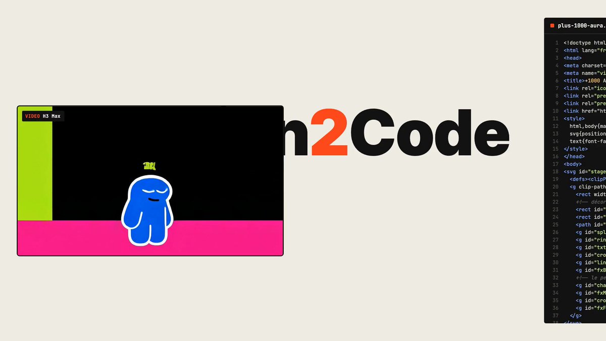 Motion2Code: H3 Max designs motion, Opus 5.5 rebuilds it as one HTML file