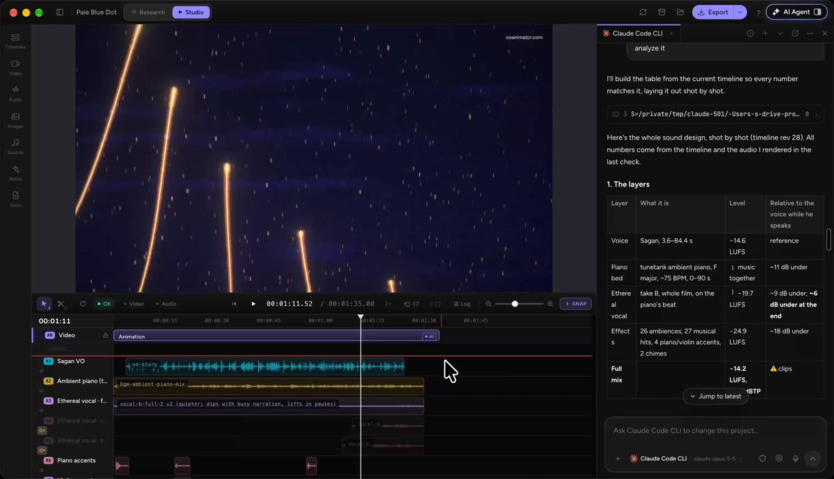 Opus 5.5 makes an animation end to end in CoAnimator