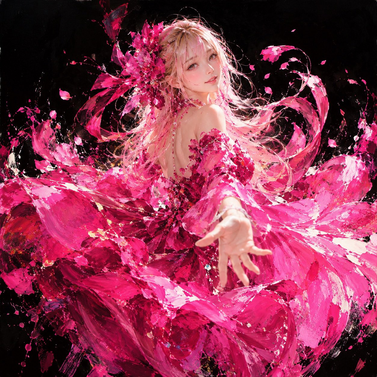 ChatGPT Images 2.5 digital art No. 770: jet black and opera pink, part two