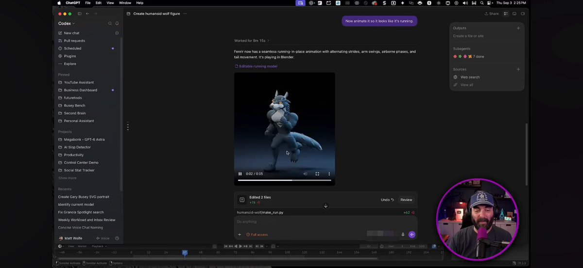 GPT-6 Astra uses Computer Use to model and animate in Blender
