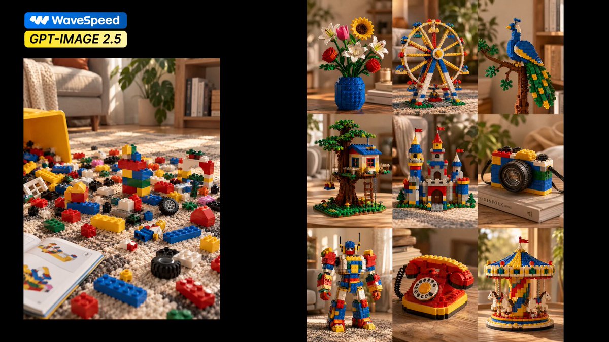 WaveSpeedAI tests GPT-Image 2.5 with a pile of random bricks