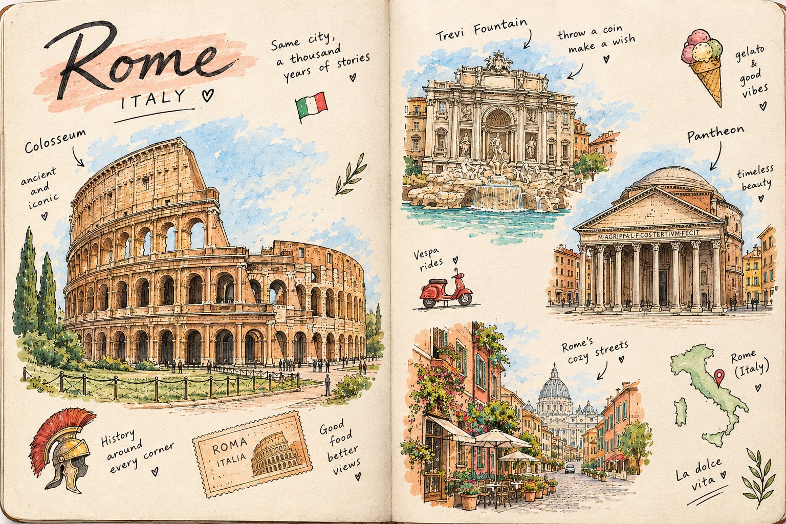 GPT Images 2.5 prompt: hand-drawn travel journal spread (image 3 of 3)