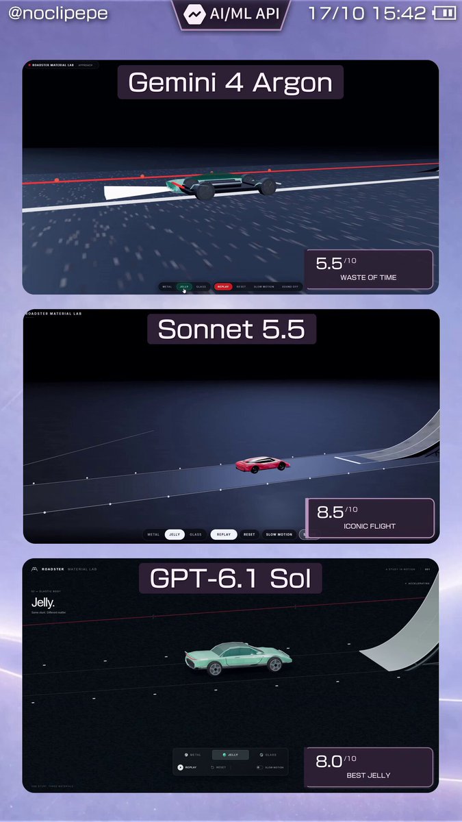 Roadster 飞行模拟：Sonnet 5.5 与 Gemini 4、GPT-6.1 对比