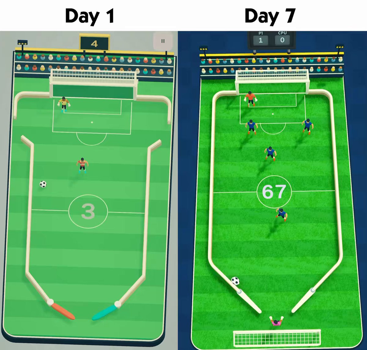 Rebuilding Soccer Pinball Pro in one week with Astra and Unity CLI: day 1 vs day 7