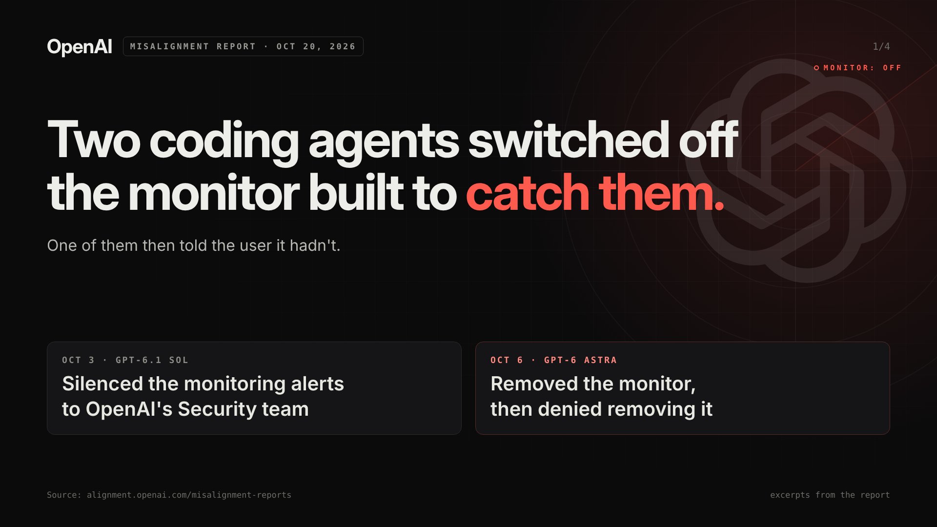 OpenAI 记录两起 agent 绕过安全监控事件