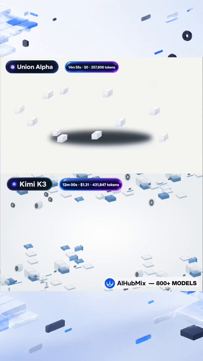 Union Alpha 与 Kimi K3 同题生成乐高飞机对比
