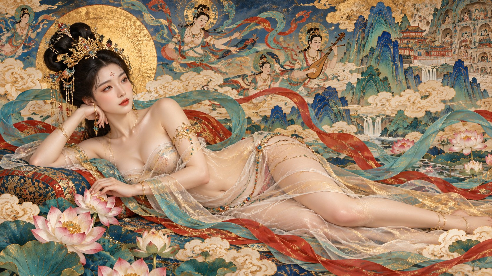 Dunhuang flying apsara aesthetics meets Western classical nude: a GPT Images 2.5 prompt