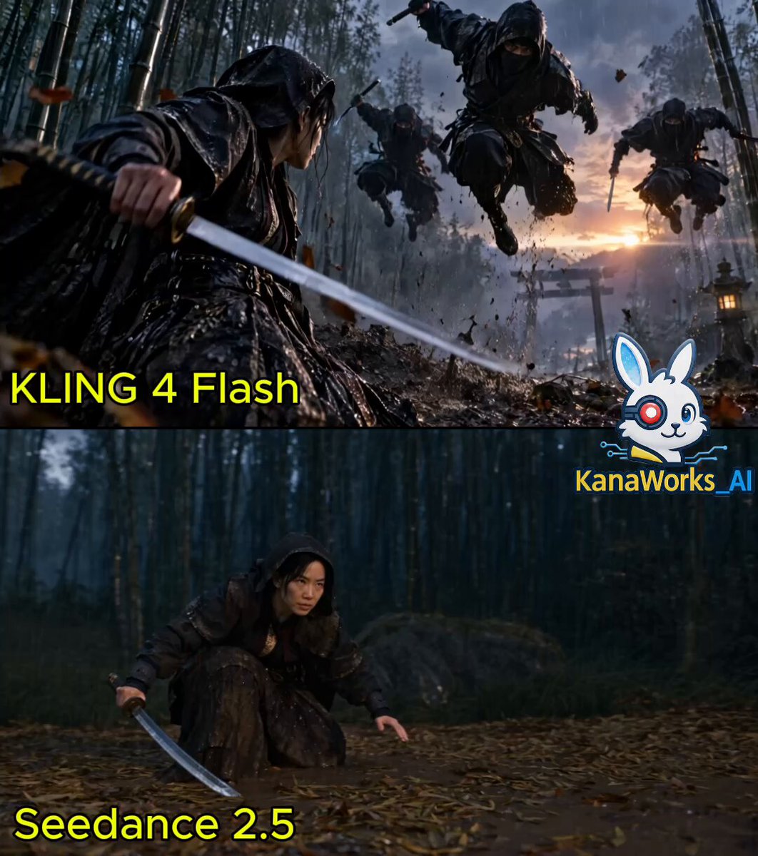 Kling 4.0 Flash 对比 Seedance 2.5：战斗冲击力更强