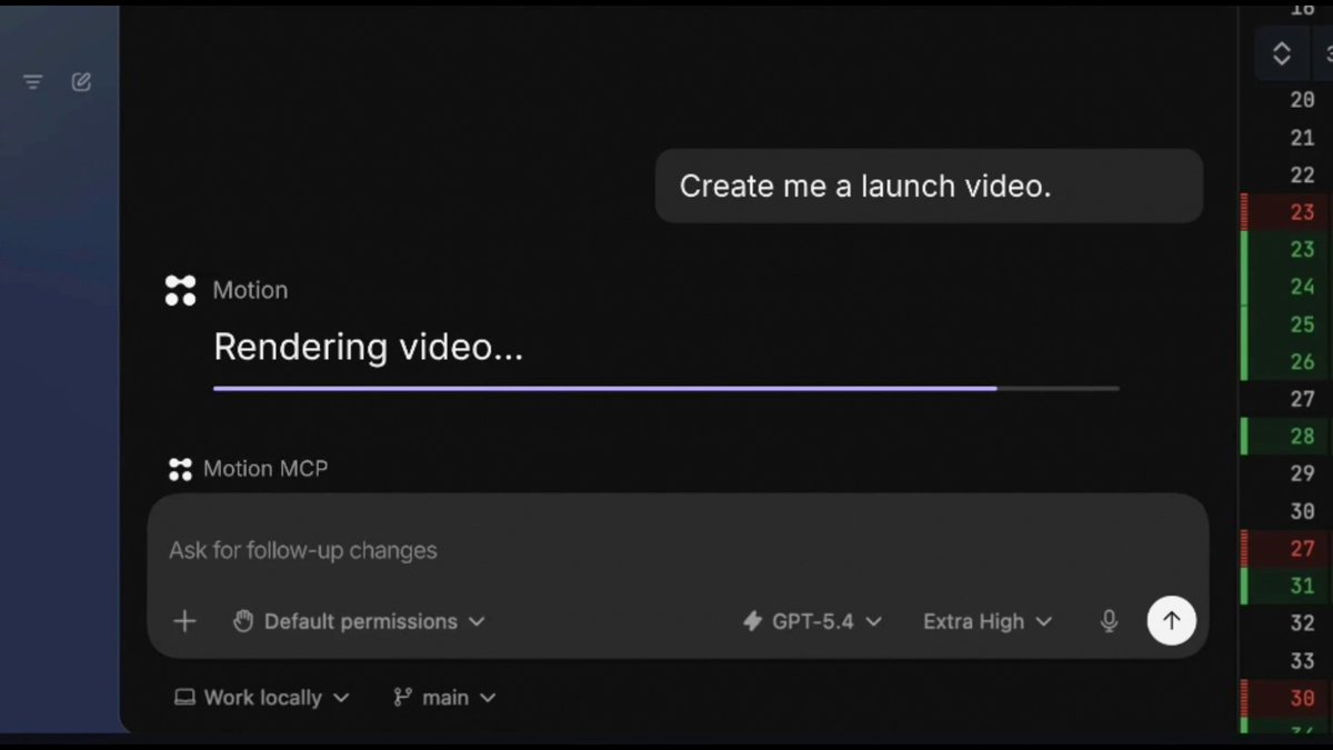 Motion launches MCP for Codex to generate launch videos from code