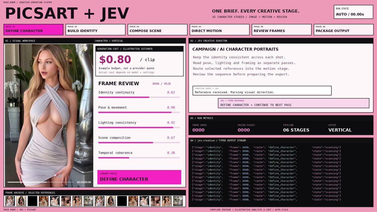 Jev + Picsart 搭 AI 角色内容工厂