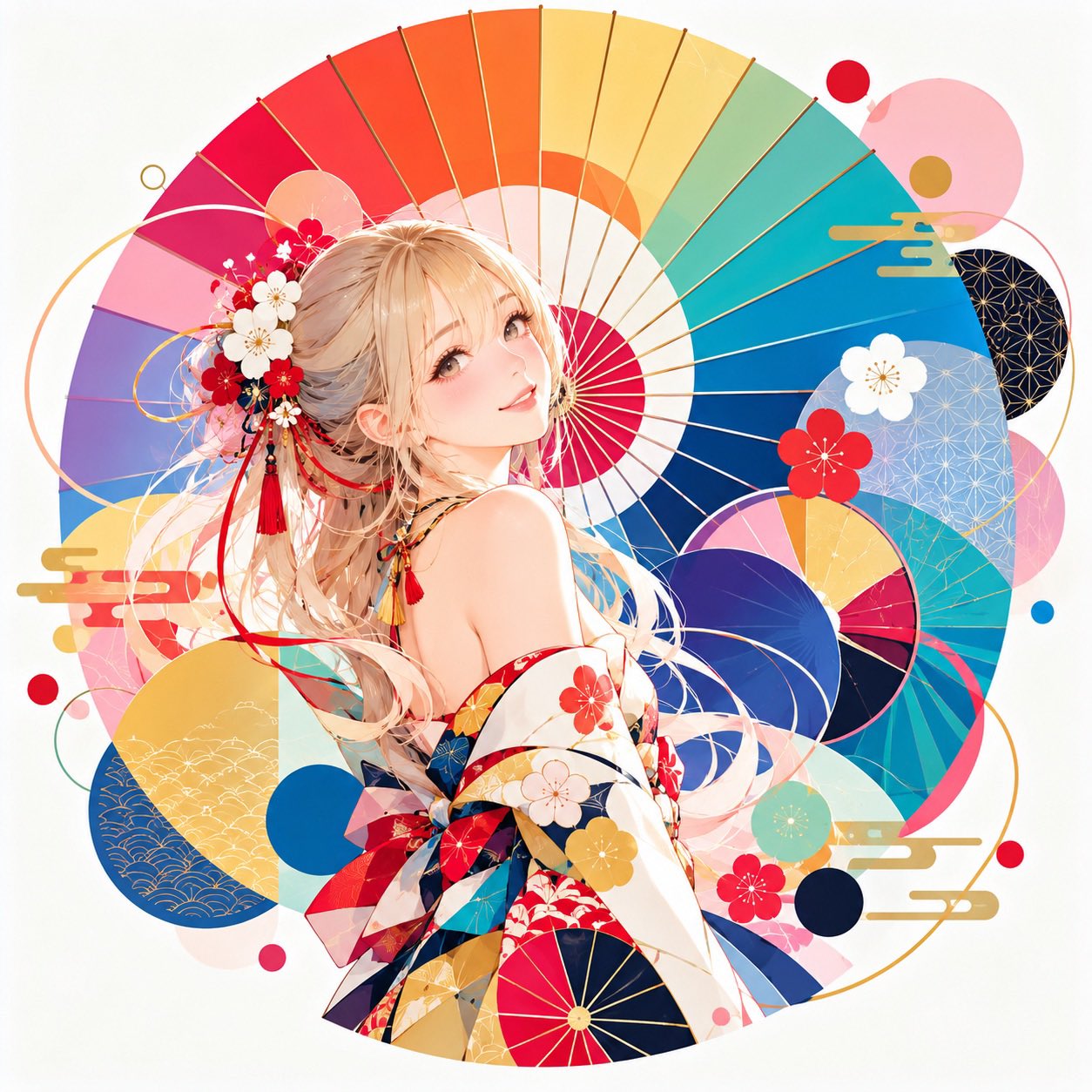 ChatGPT Images 2.5 生成「和风多彩设计」数字艺术