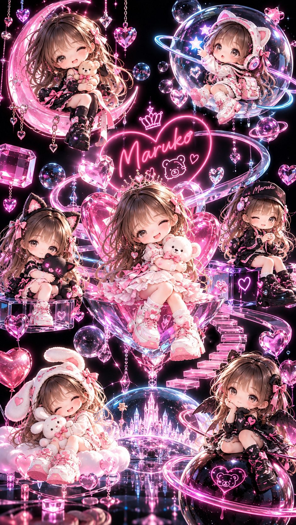 ChatGPT Images 2.5 generates a neon chibi character on black