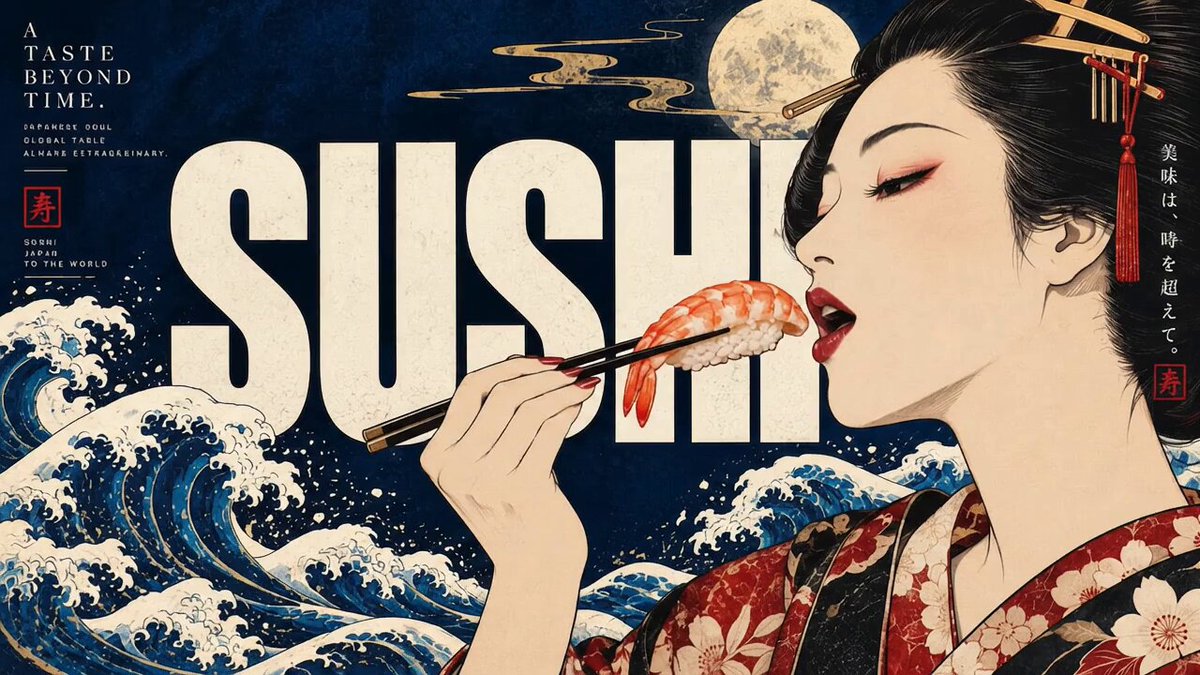 Ukiyo-e sushi illustration made with ChatGPT Images 2.5