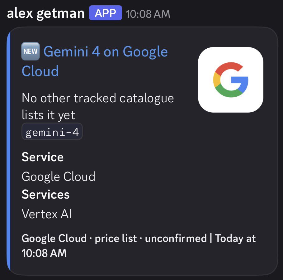 Gemini 4 Argon appears in Google Cloud model list, hinting at imminent release