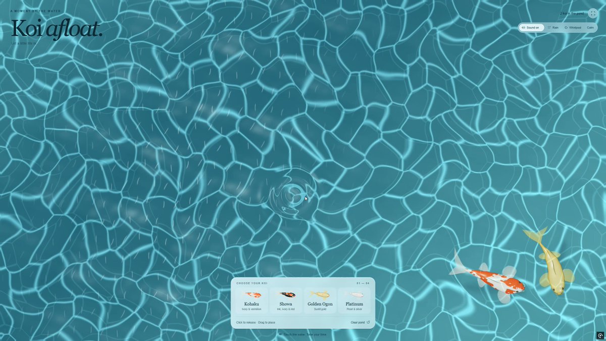 GPT-6 Astra builds an interactive koi pond from one prompt
