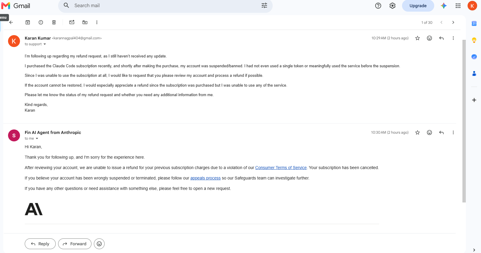 Claude Pro account suspended a day after ID verification, user says (image 2 of 2)