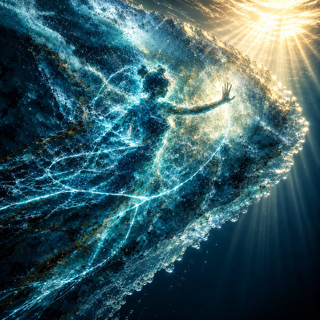 ChatGPT Images 2.5 renders a sea-ice scene titled "The sea ice that unravels a passage through fate"