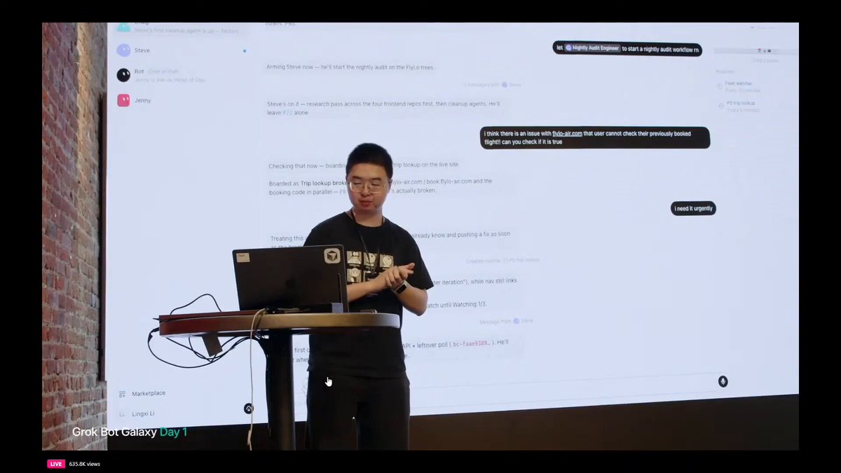Engineer runs five Grok Bots that write prompts for his coding agents