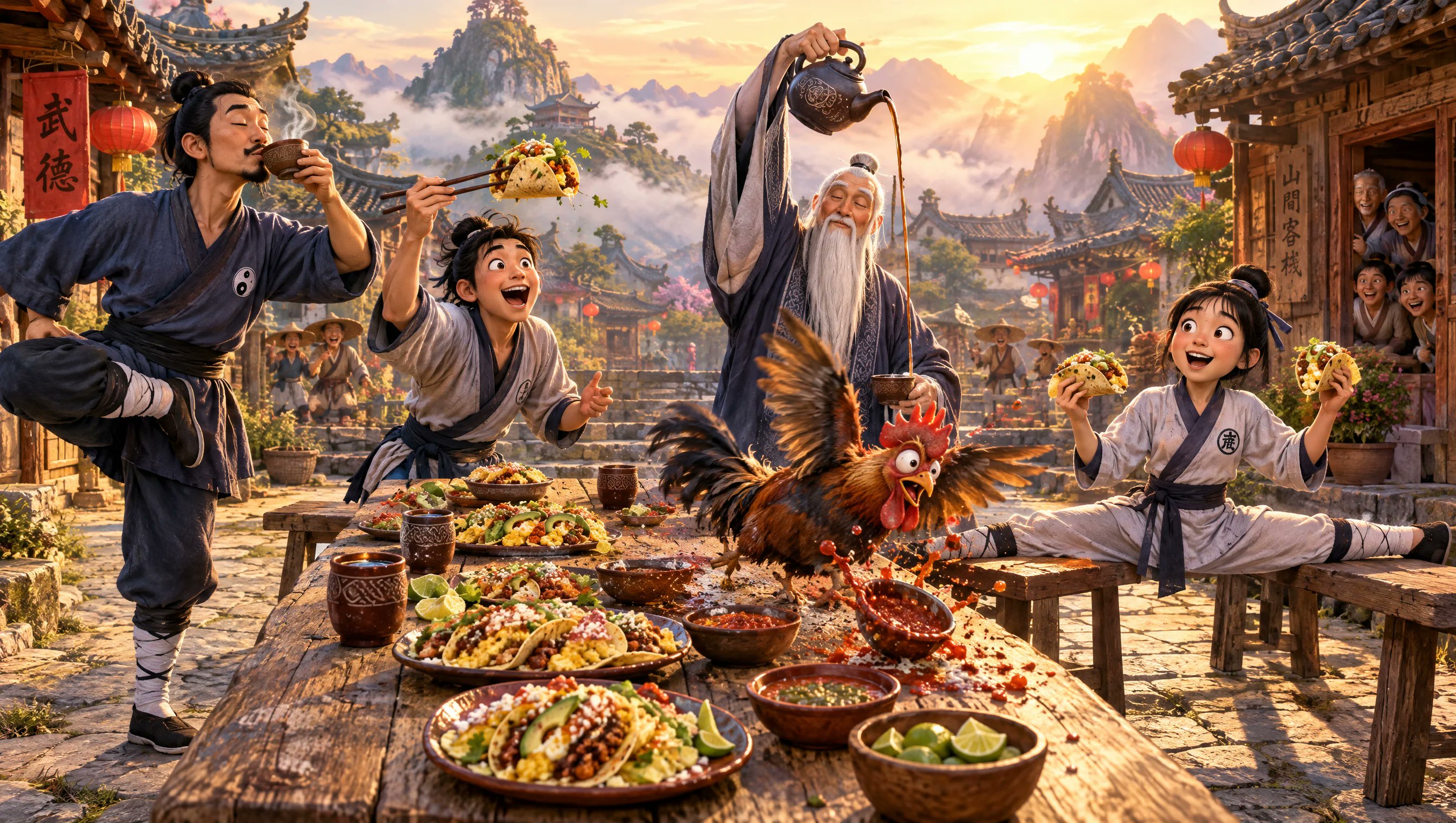 GPT Image 2.5 generates a kung fu breakfast scene