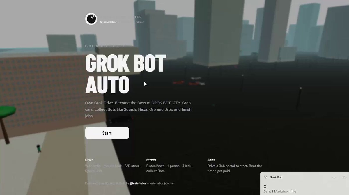 Grok Build and Grok Bot used together to build GROK BOT CITY