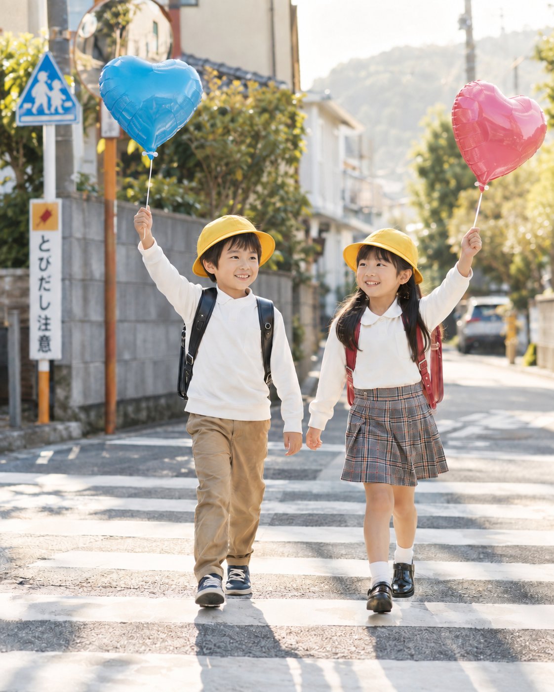 GPT-Image 2.5 generates a traffic safety illustration on raising your hand at crosswalks