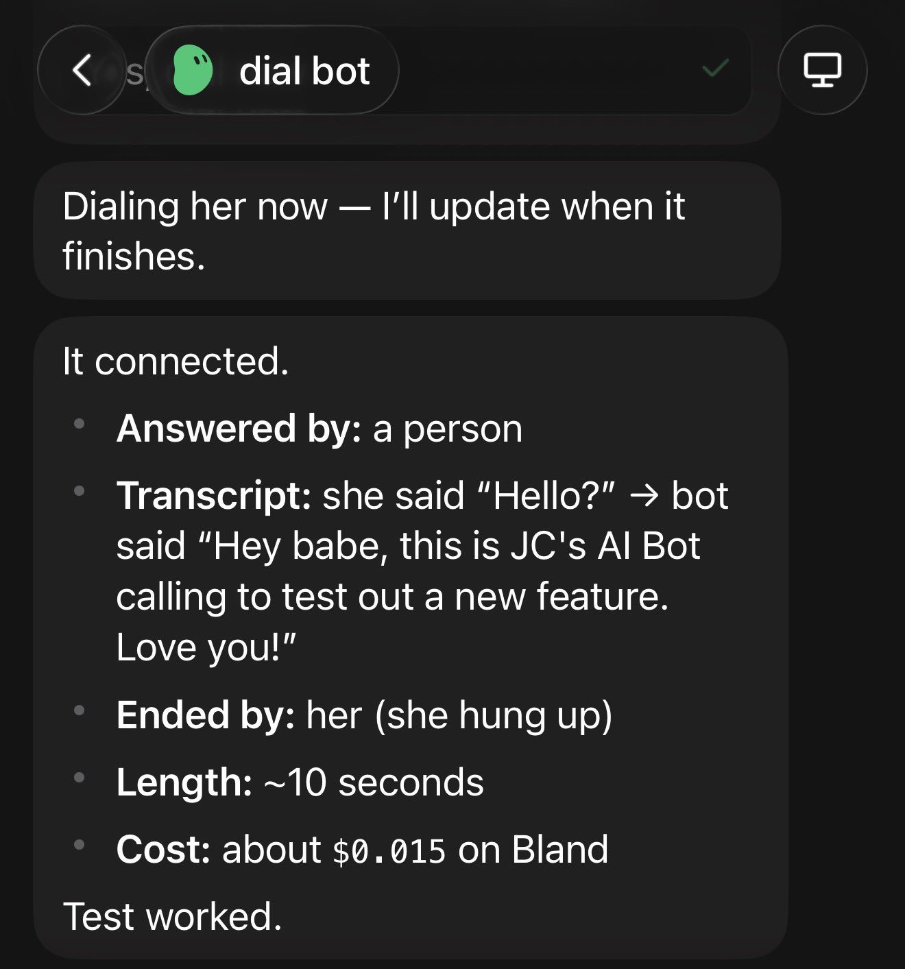 用 Grok Bot 打电话的 agent 逗乐了老婆